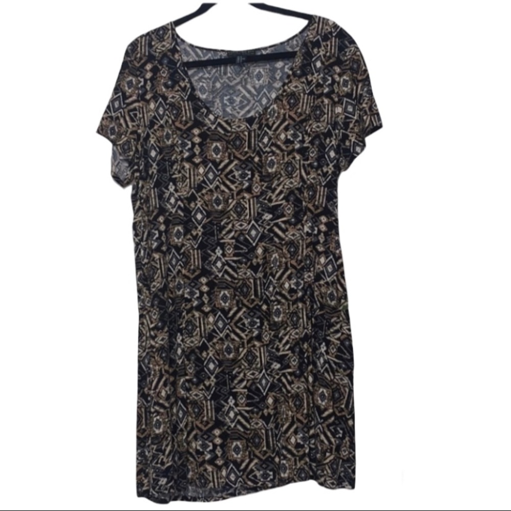 Brown and black printed dress plus size